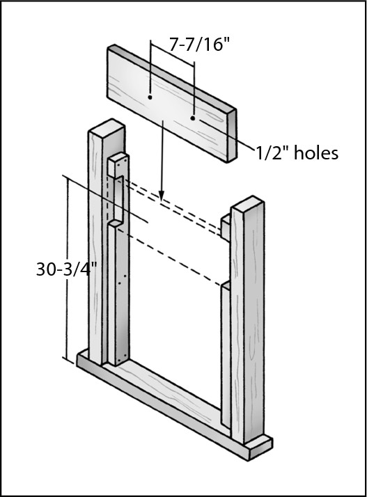 Figure 8-6: Screw 2 x 10 blocking to the side braces to support the sink.